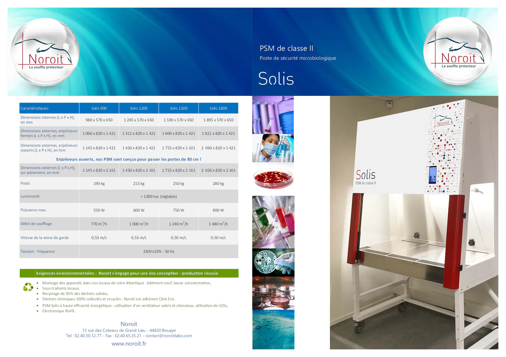 Image du document pdf : fiche technique des postes de sécurité microbiologique classe II solis  